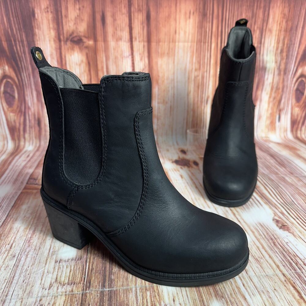 Kodiak HENNA Sz 7 Waterproof Black Leather Block Heel Chelsea Ankle Boots Shoes